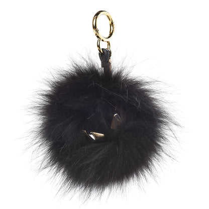 Fendi Fox Fur Calfskin Monster Bag Bug Cube Charm Black 1 of 2
