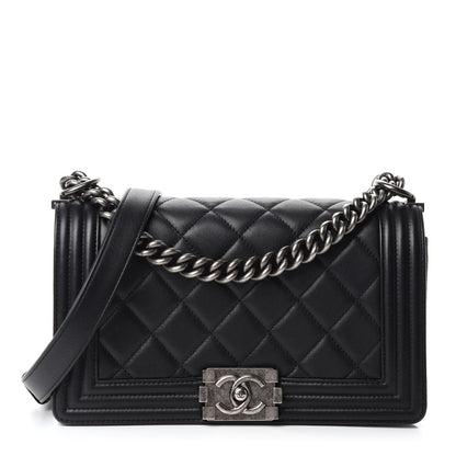 Chanel Calfskin Quilted Medium Boy Flap Black 1 of 13