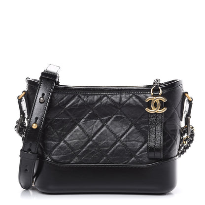 Chanel Aged Calfskin Quilted Small Gabrielle Hobo Black 1 of 10