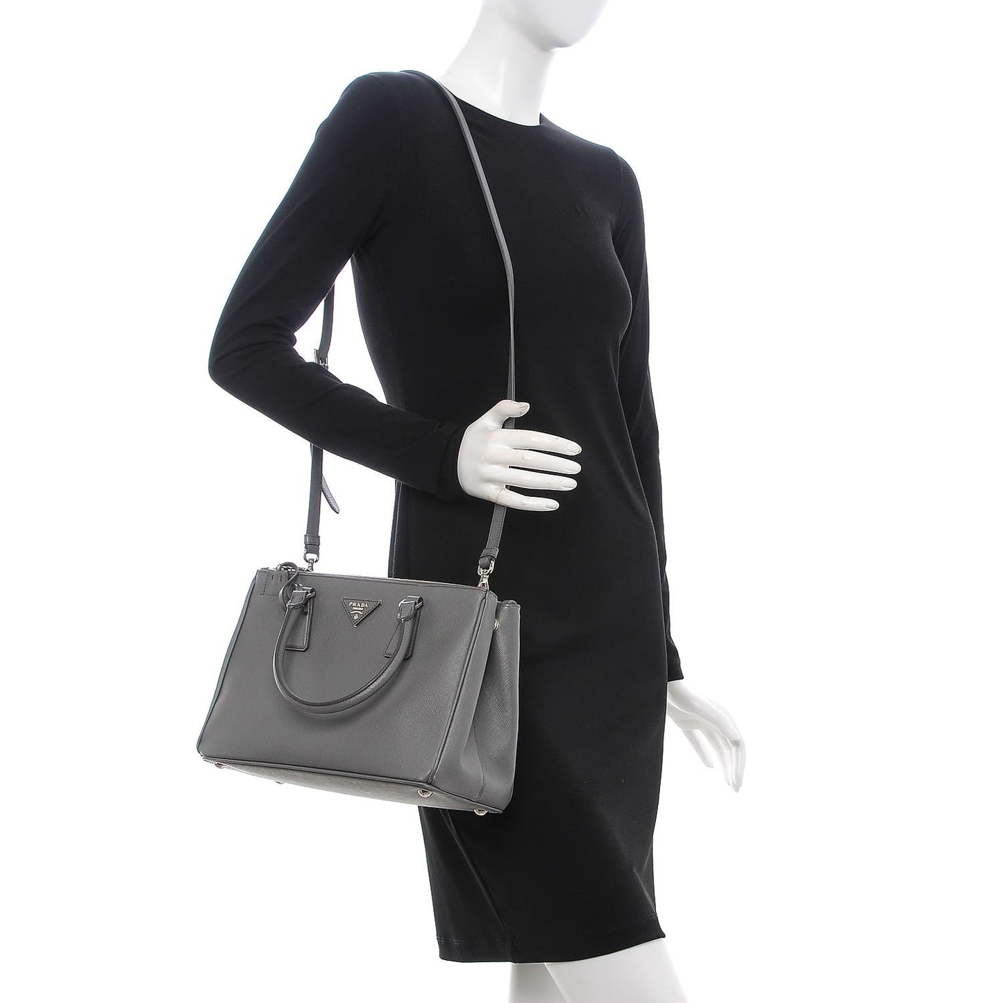 Saffiano Small Galleria Double Zip Tote Marmo