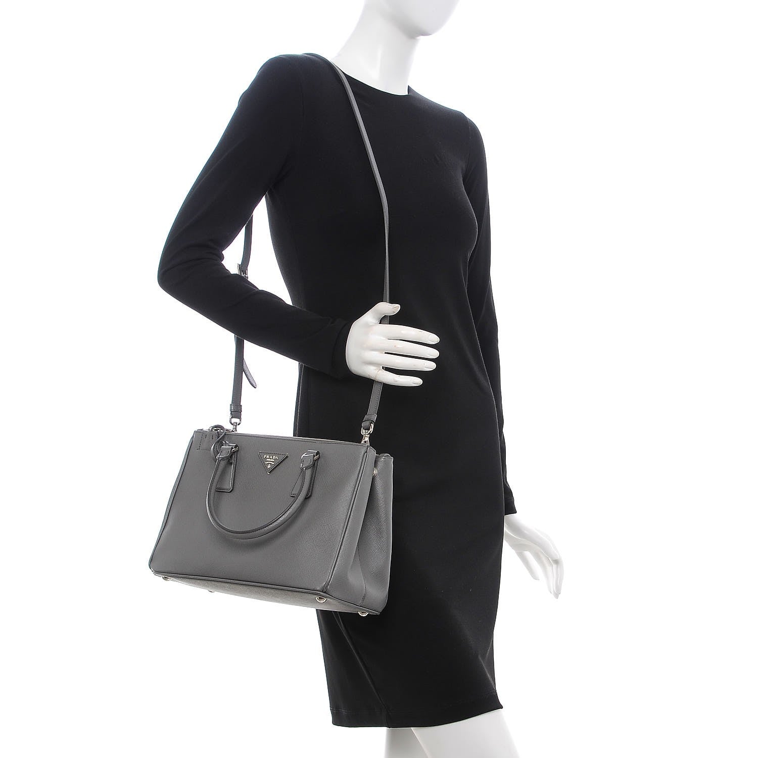 Prada Saffiano Small Galleria Double Zip Tote Marmo 2 of 13