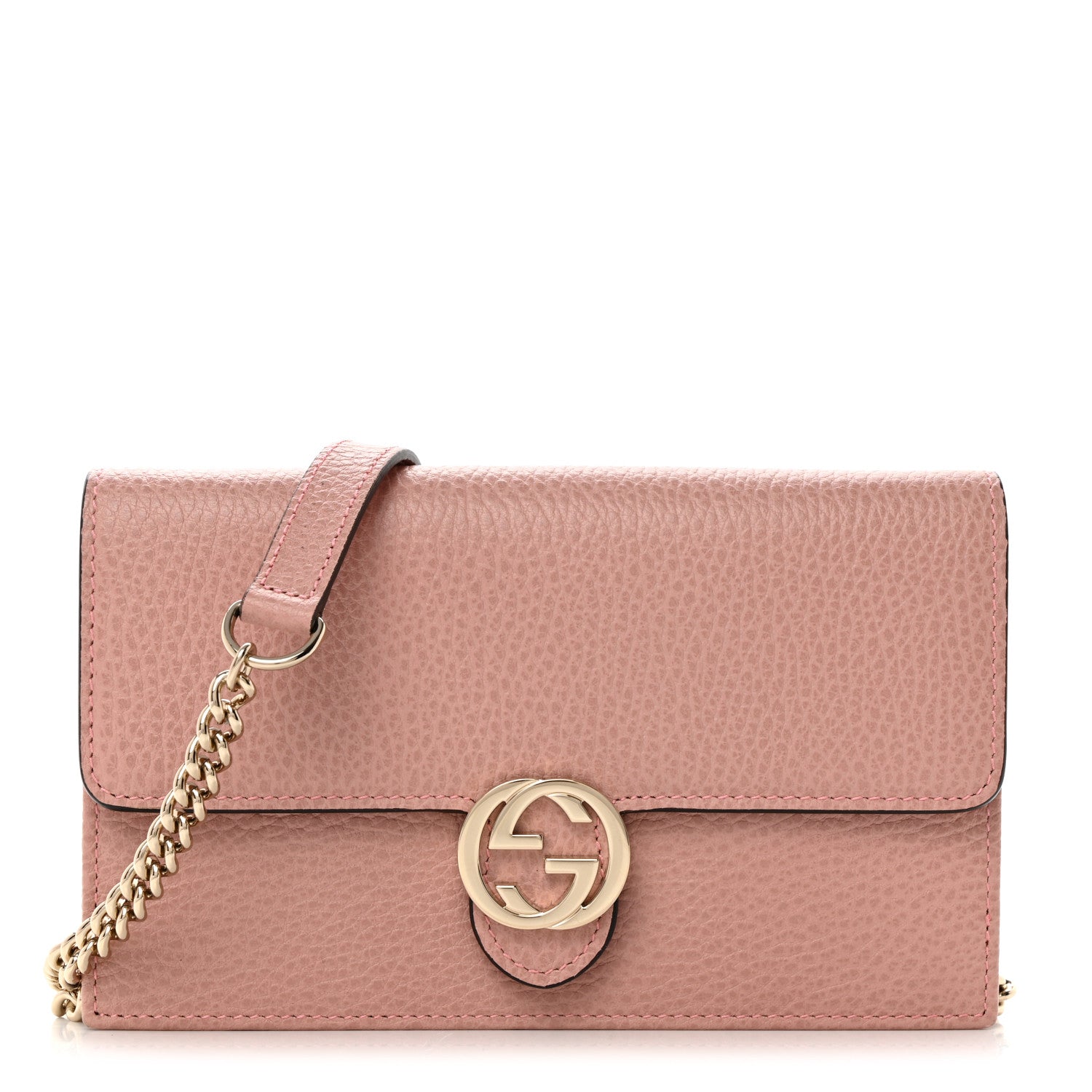 Gucci Dollar Calfskin Interlocking G Chain Wallet Soft Pink 1 of 9