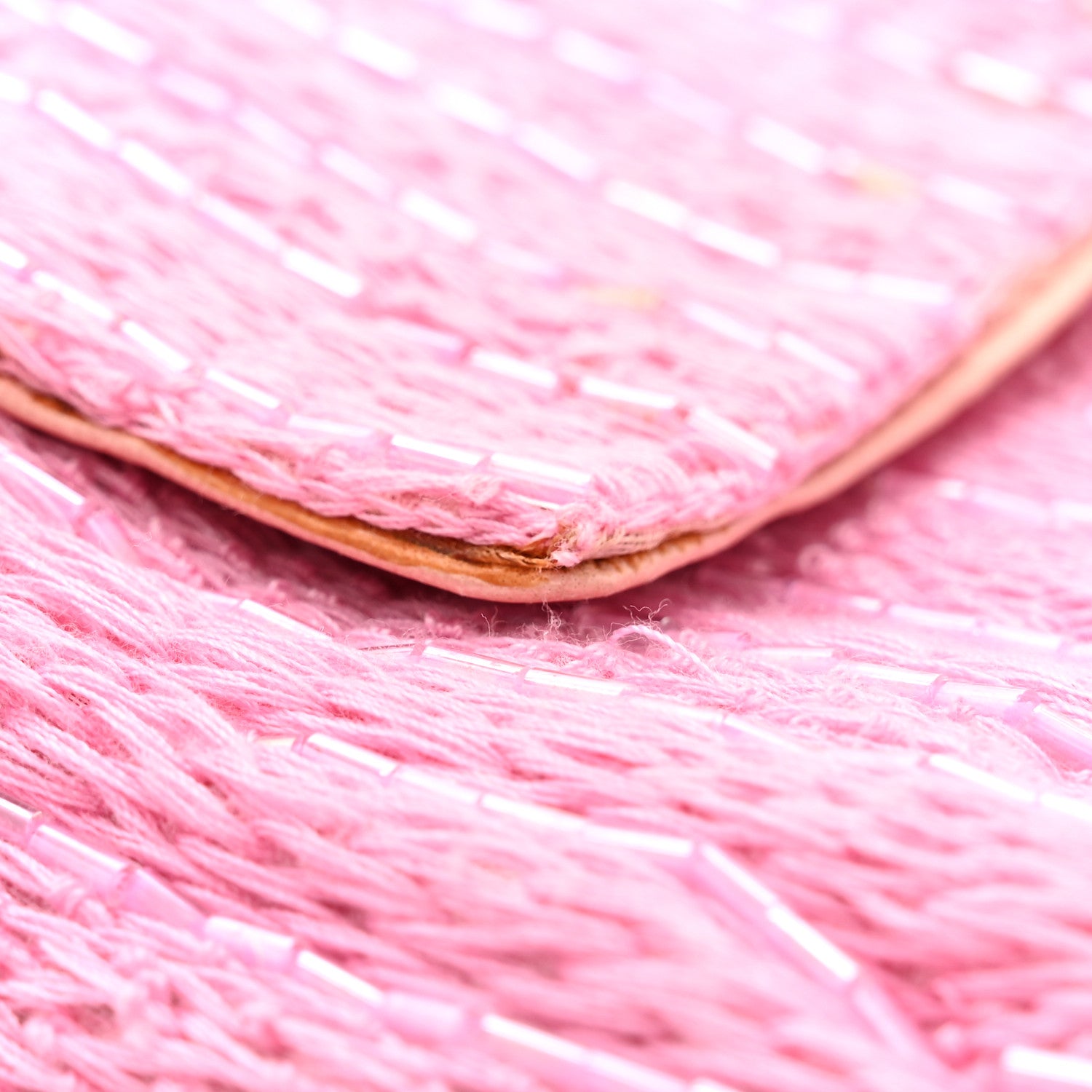 Fendi Knit Calf Hair Beaded Baguette Pink 12 of 14