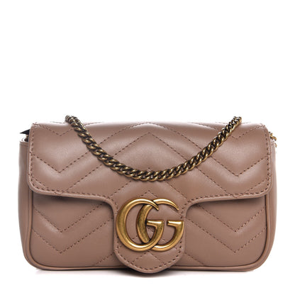 Gucci Calfskin Matelasse Super Mini GG Marmont Shoulder Bag Porcelain Rose 1 of 7