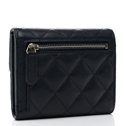 Chanel Caviar Quilted Compact Flap Wallet Navy 2 of 9