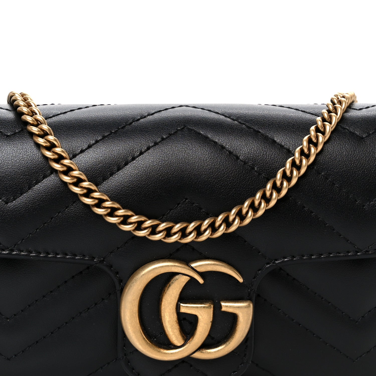 Gucci Calfskin Matelasse Super Mini GG Marmont Shoulder Bag Black 8 of 10