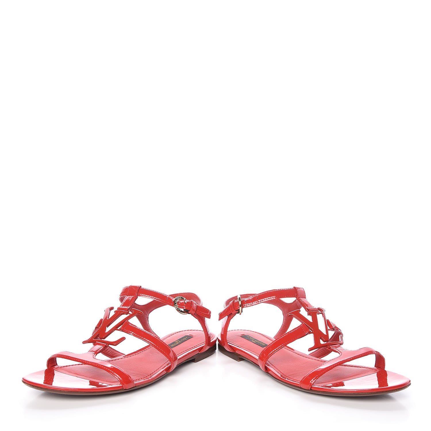 Louis Vuitton Patent Paradiso Flat Sandals 37.5 Rouge 6 of 13