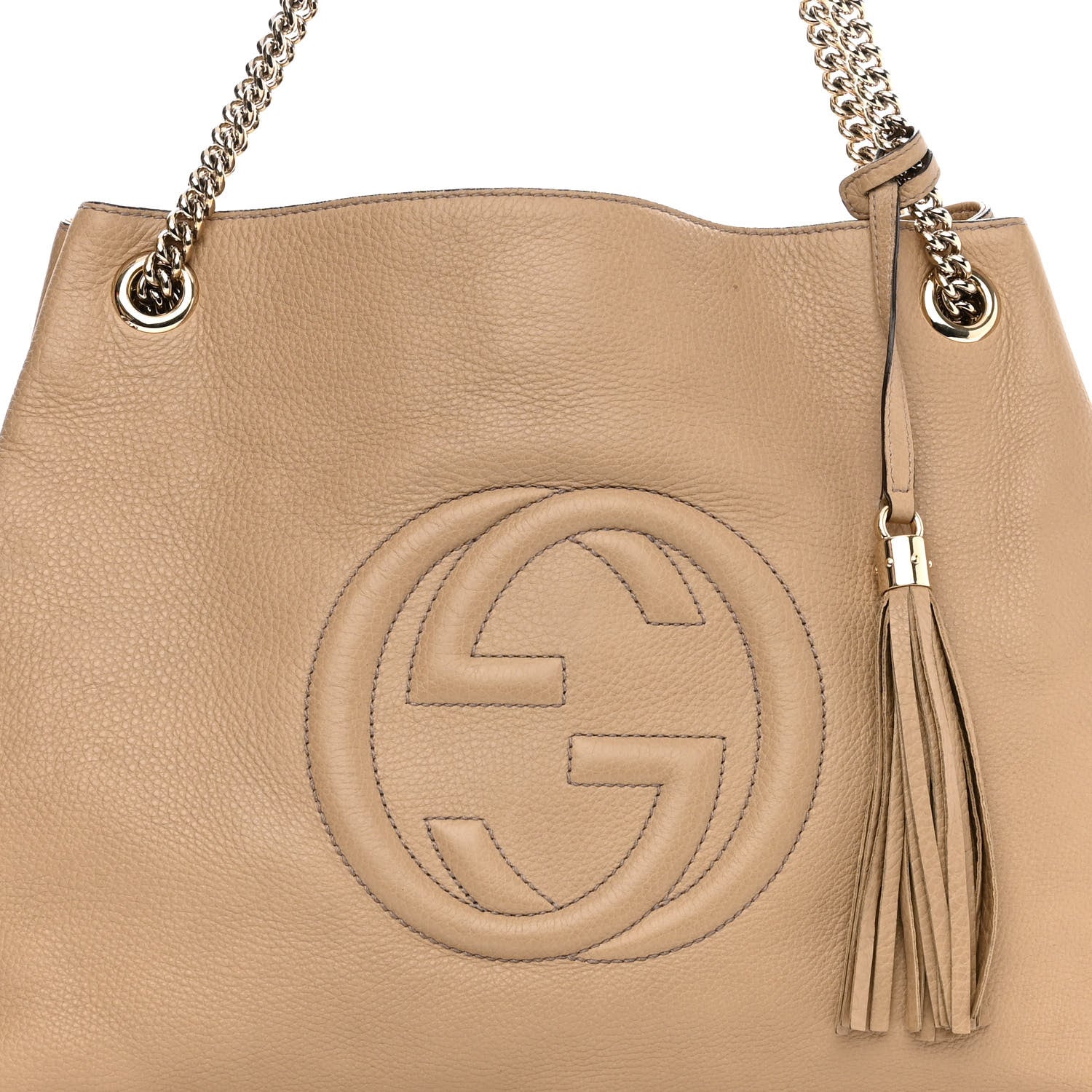Gucci Pebbled Calfskin Large Soho Chain Shoulder Bag Nude 7 of 12