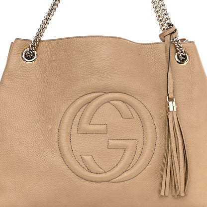 Gucci Pebbled Calfskin Large Soho Chain Shoulder Bag Nude 7 of 12