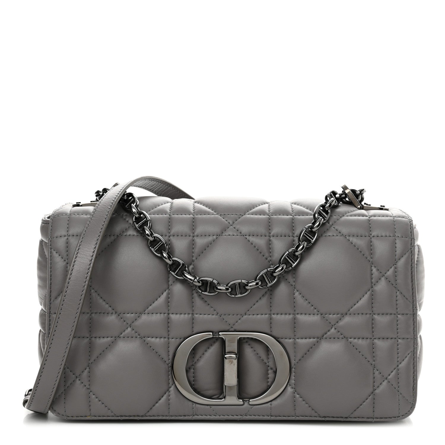 Christian Dior Calfskin Macrocannage Medium Caro Bag Iron Grey 1 of 13
