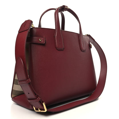 Burberry Grainy Calfskin House Check Medium Banner Tote Crimson 3 of 10