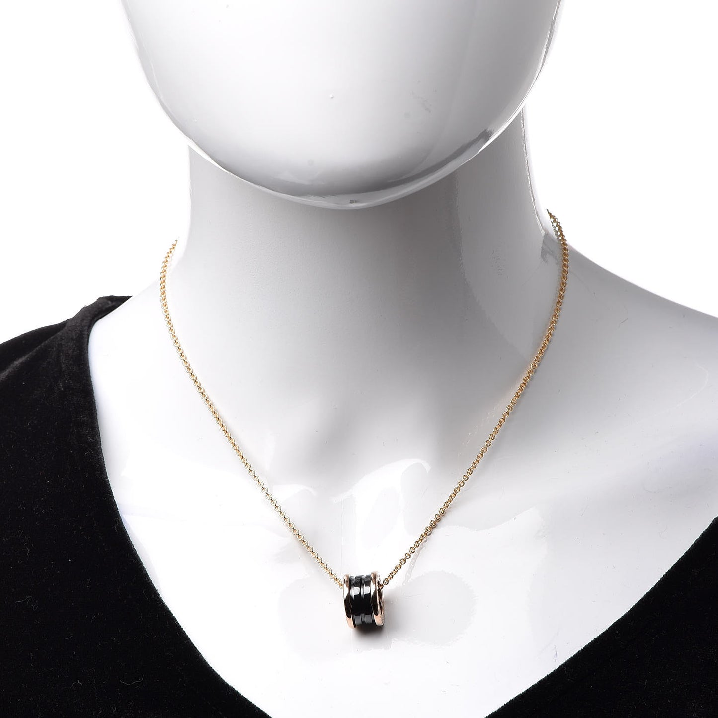 18K Rose Gold Black Ceramic B.Zero1 Pendant Necklace