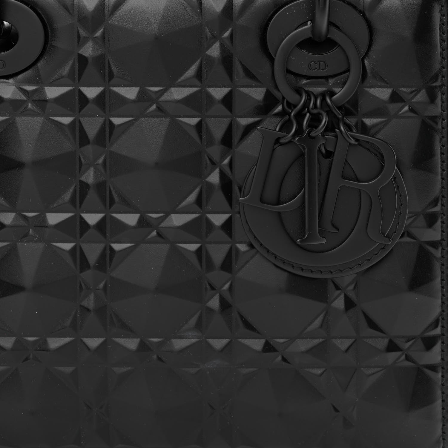 Christian Dior Calfskin Cannage Diamond My ABCDior Lady Dior Black 8 of 11