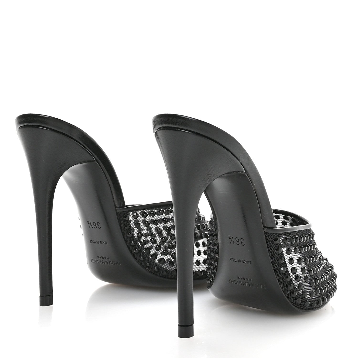 Saint Laurent Tulle Strass Gippy 110 Mule Sandals 36.5 Black 5 of 8