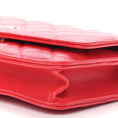 Chanel Caviar Quilted Wallet On Chain WOC Red 11 of 12