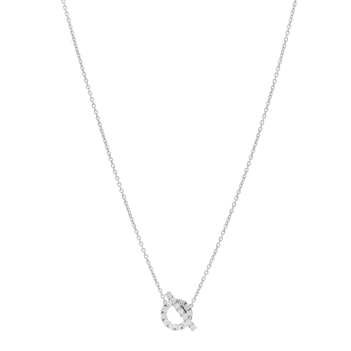Hermes 18K White Gold Diamond Finesse Pendant Necklace 1 of 6