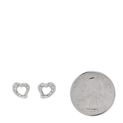 Tiffany Platinum Diamond Elsa Peretti Open Heart Earrings 2 of 6
