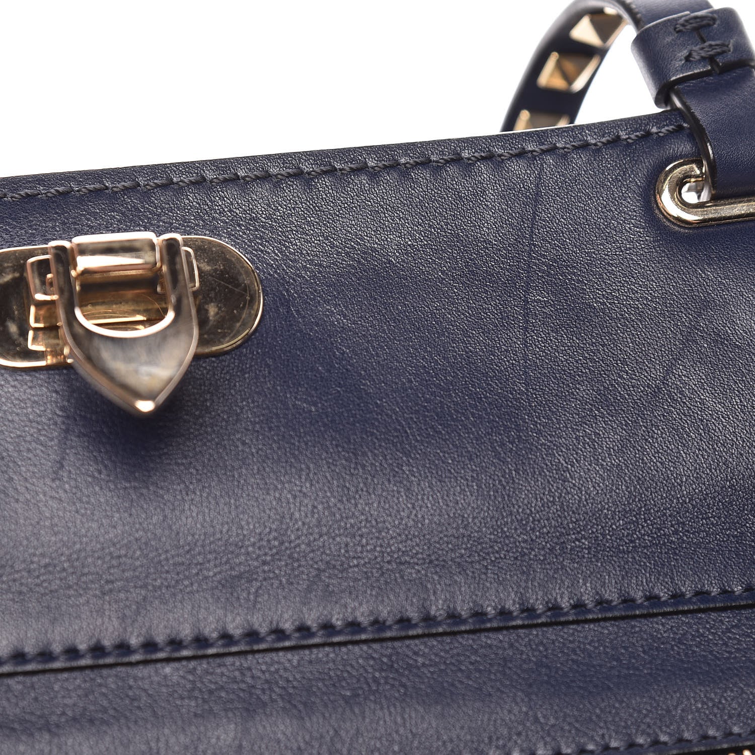 Valentino Garavani Vitello Medium Rockstud All Over Tote Marine 13 of 15
