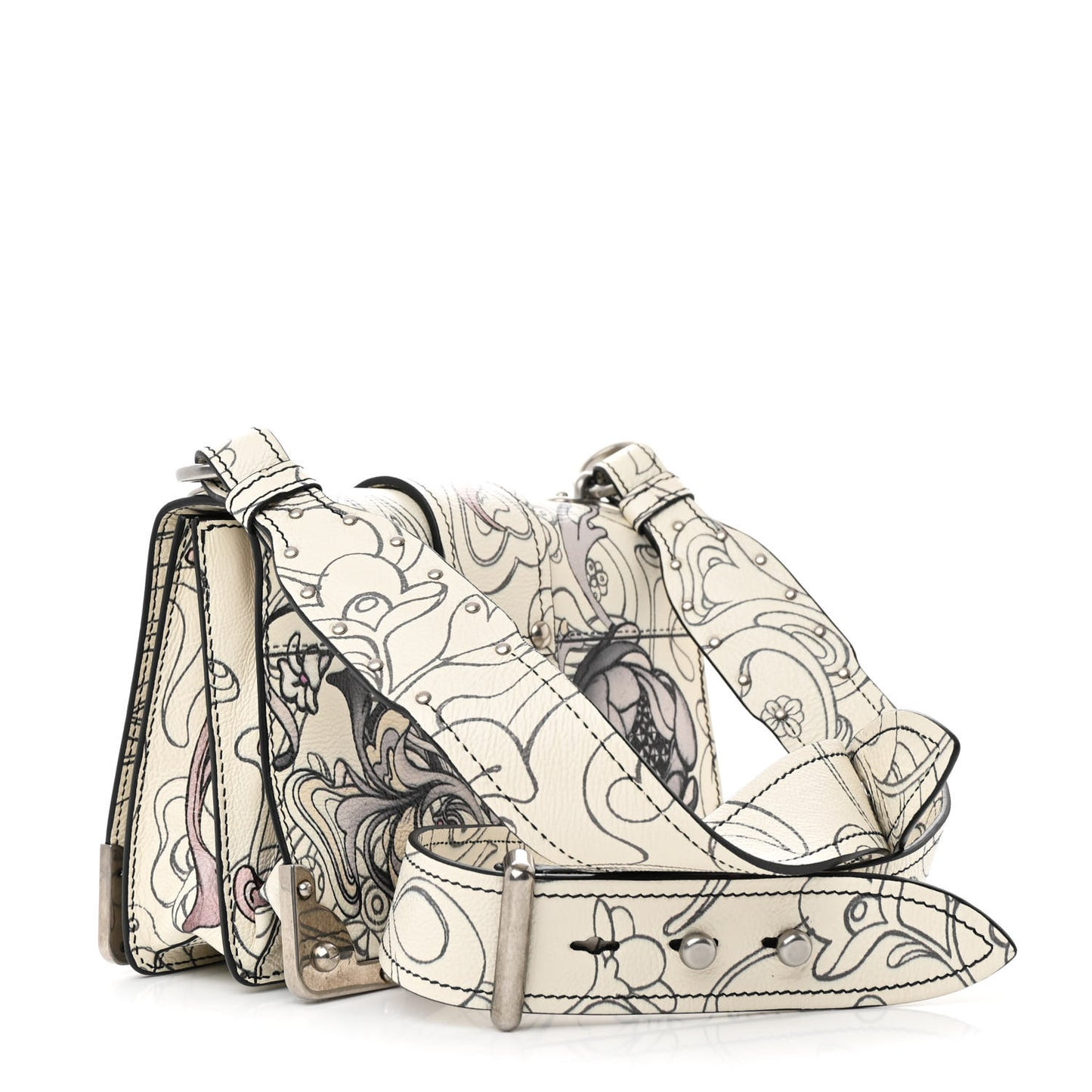 X JAMES JEAN Glace Calfskin Rabbit Print Cahier Bag Opaline
