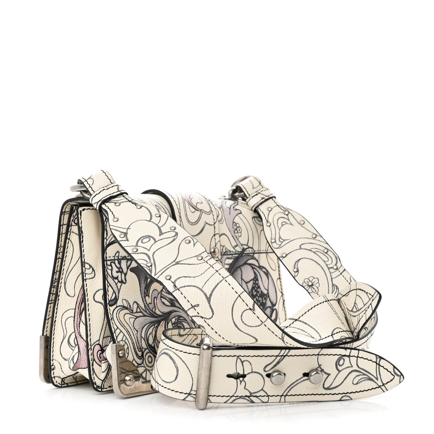 Prada X JAMES JEAN Glace Calfskin Rabbit Print Cahier Bag Opaline 3 of 12