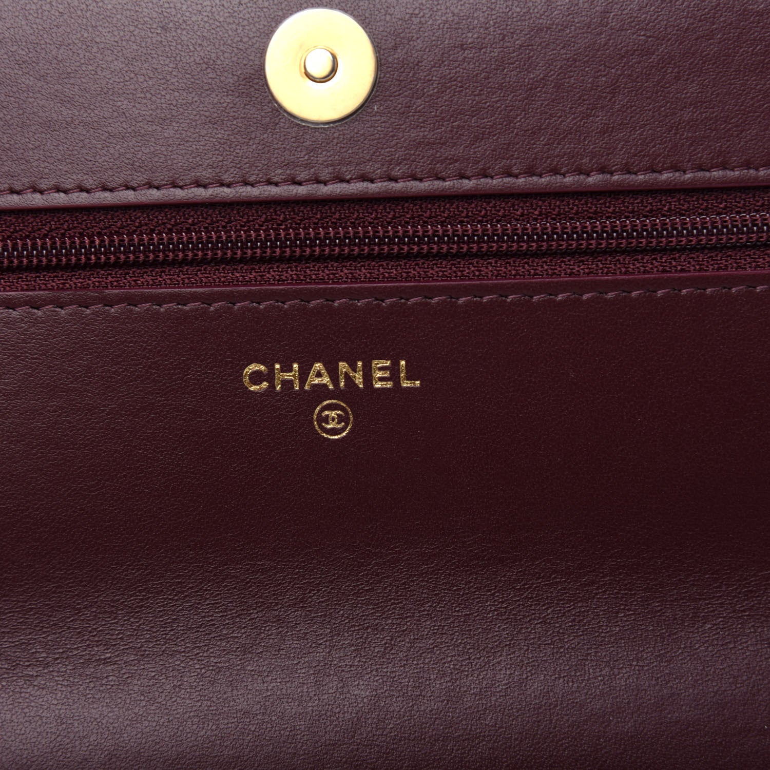 Chanel Shiny Crumpled Calfskin Quilted 19 Wallet On Chain WOC Burgundy 8 of 11