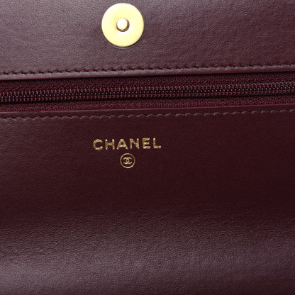 Chanel Shiny Crumpled Calfskin Quilted 19 Wallet On Chain WOC Burgundy 8 of 11