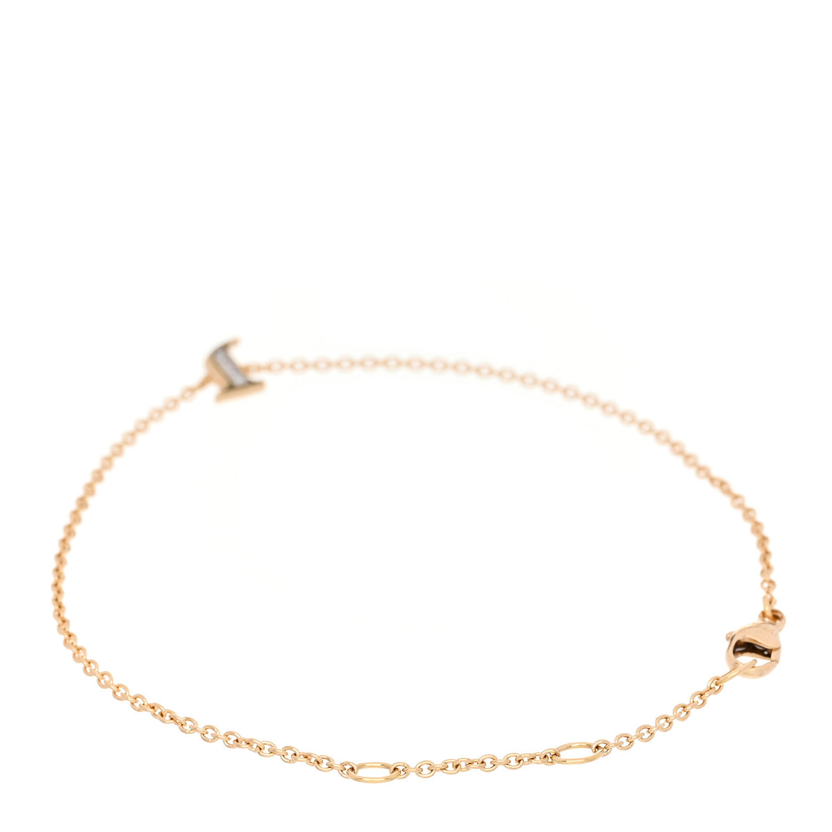 David Yurman 18K Yellow Gold Diamond Initial J Chain Bracelet 2 of 4