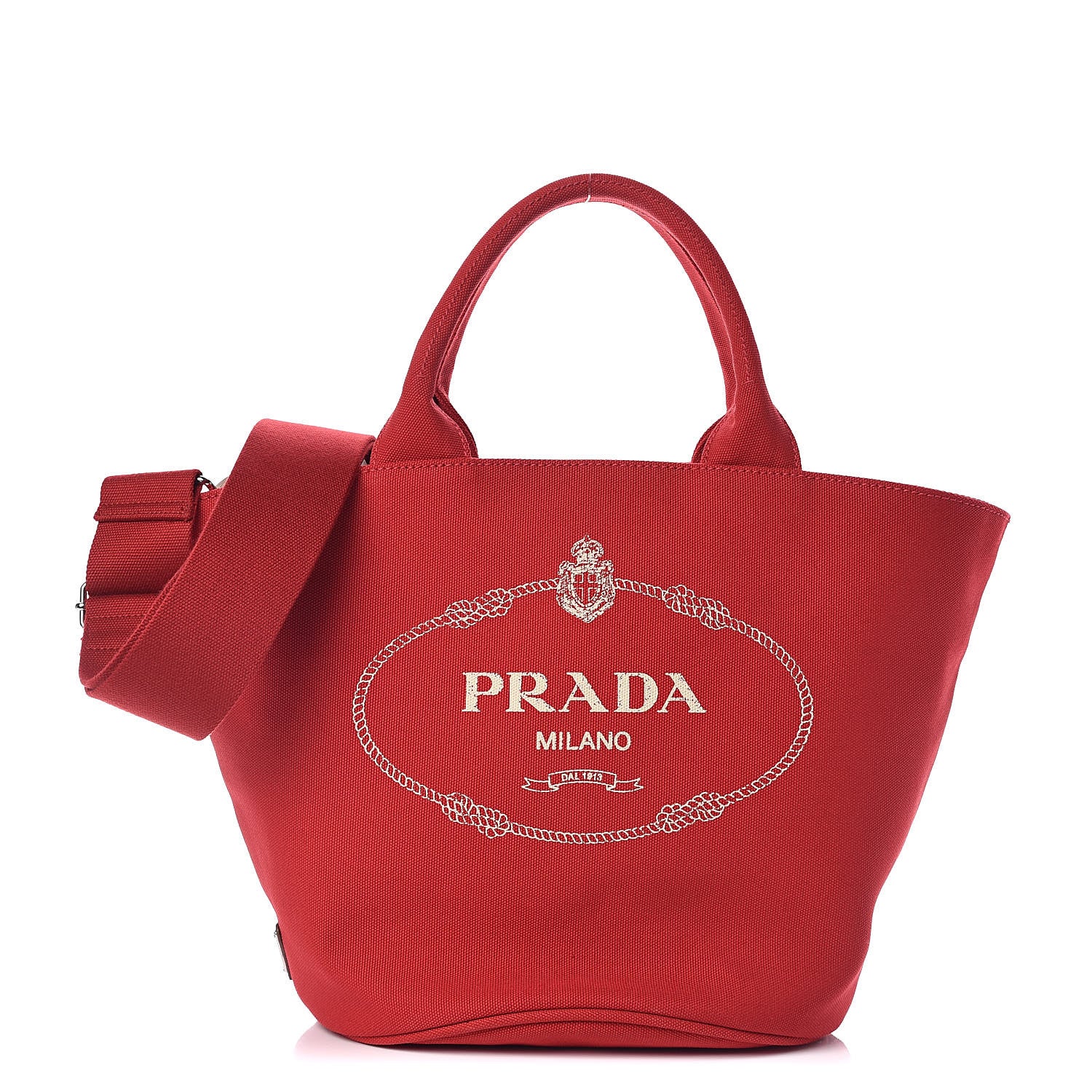 Prada Canapa Small Shopping Tote Rosso 1 of 10
