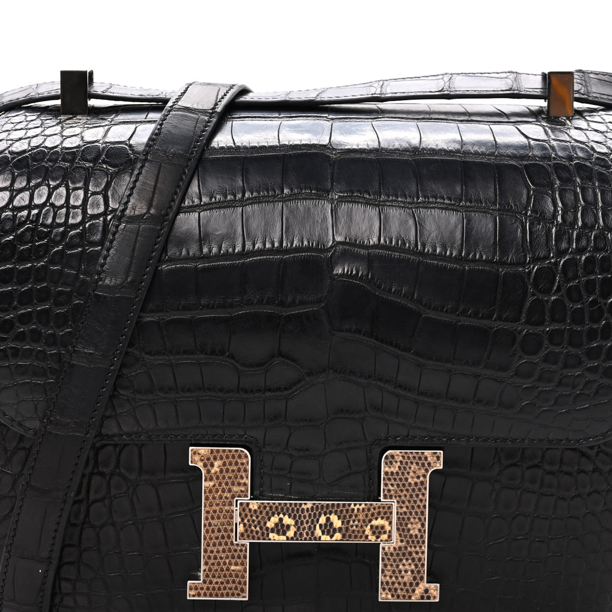 Hermes Matte Alligator Lizard Constance 24 Black Ombre 8 of 11