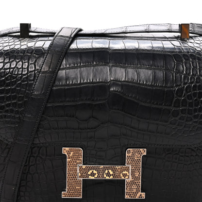 Hermes Matte Alligator Lizard Constance 24 Black Ombre 8 of 11