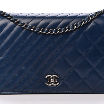Chanel Glazed Calfskin Quilted Coco Boy Wallet On Chain WOC Blue 8 of 14