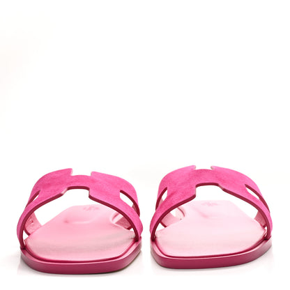 Hermes Suede Goatskin Oran Sandals 39 Rose Pop 3 of 9