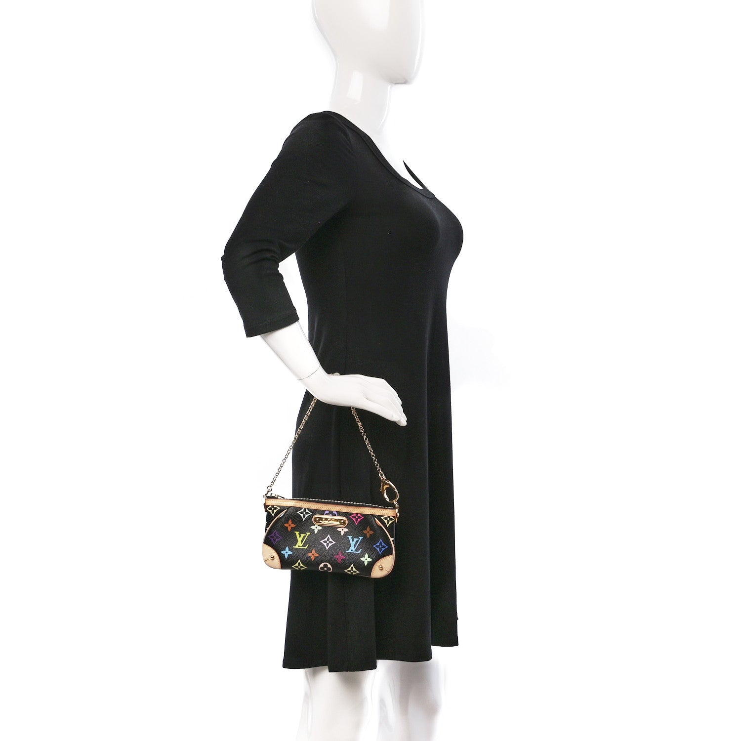 Louis Vuitton Monogram Multicolor Pochette Milla MM Black 2 of 9
