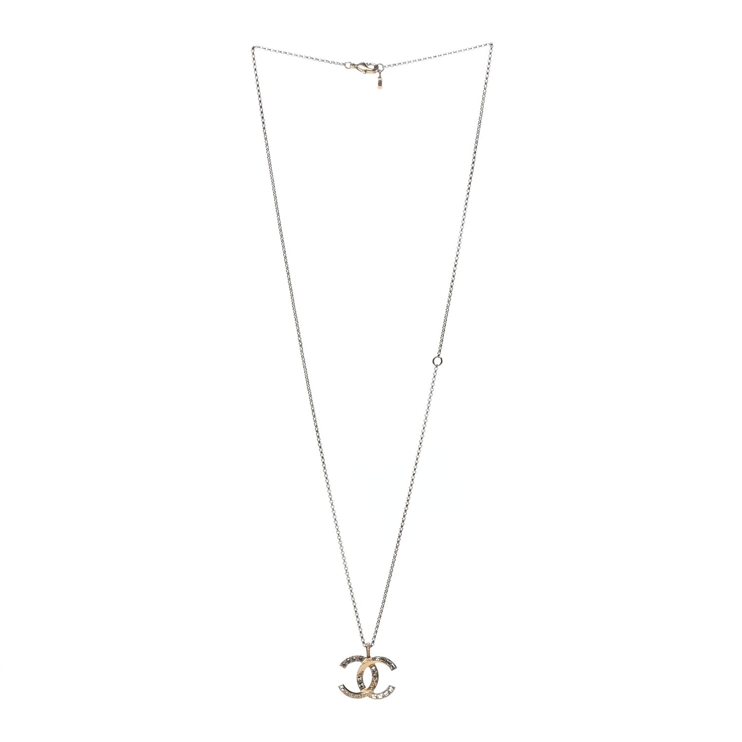 Crystal CC Pendant Necklace Gold