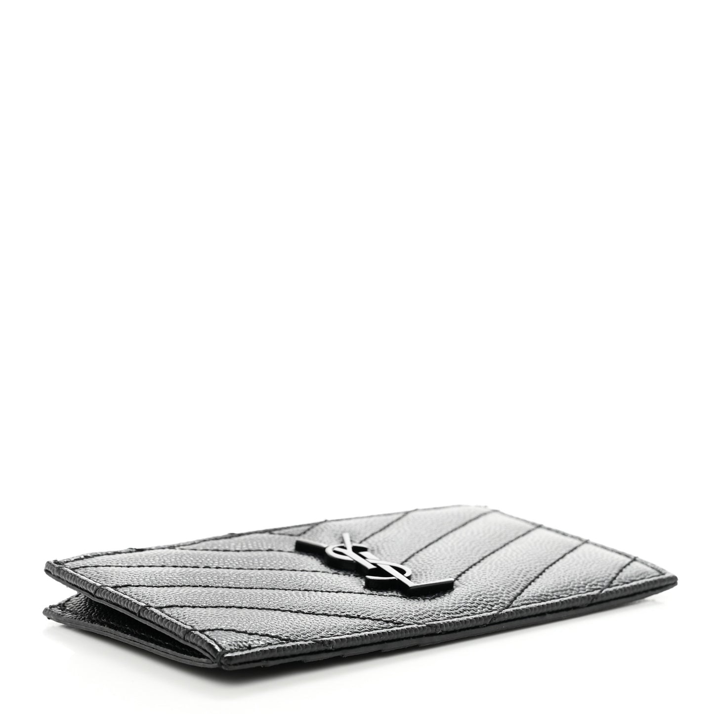 Grain De Poudre Matelasse Chevron Monogram Fragments Zippered Card Case Black