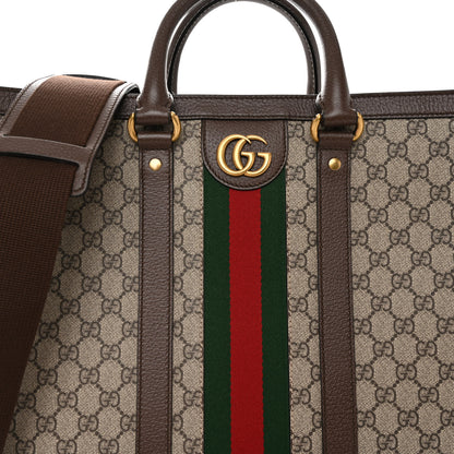 Gucci GG Supreme Monogram Textured Dollar Calfskin Web Large Ophidia Tote Bag Beige Ebony 7 of 11