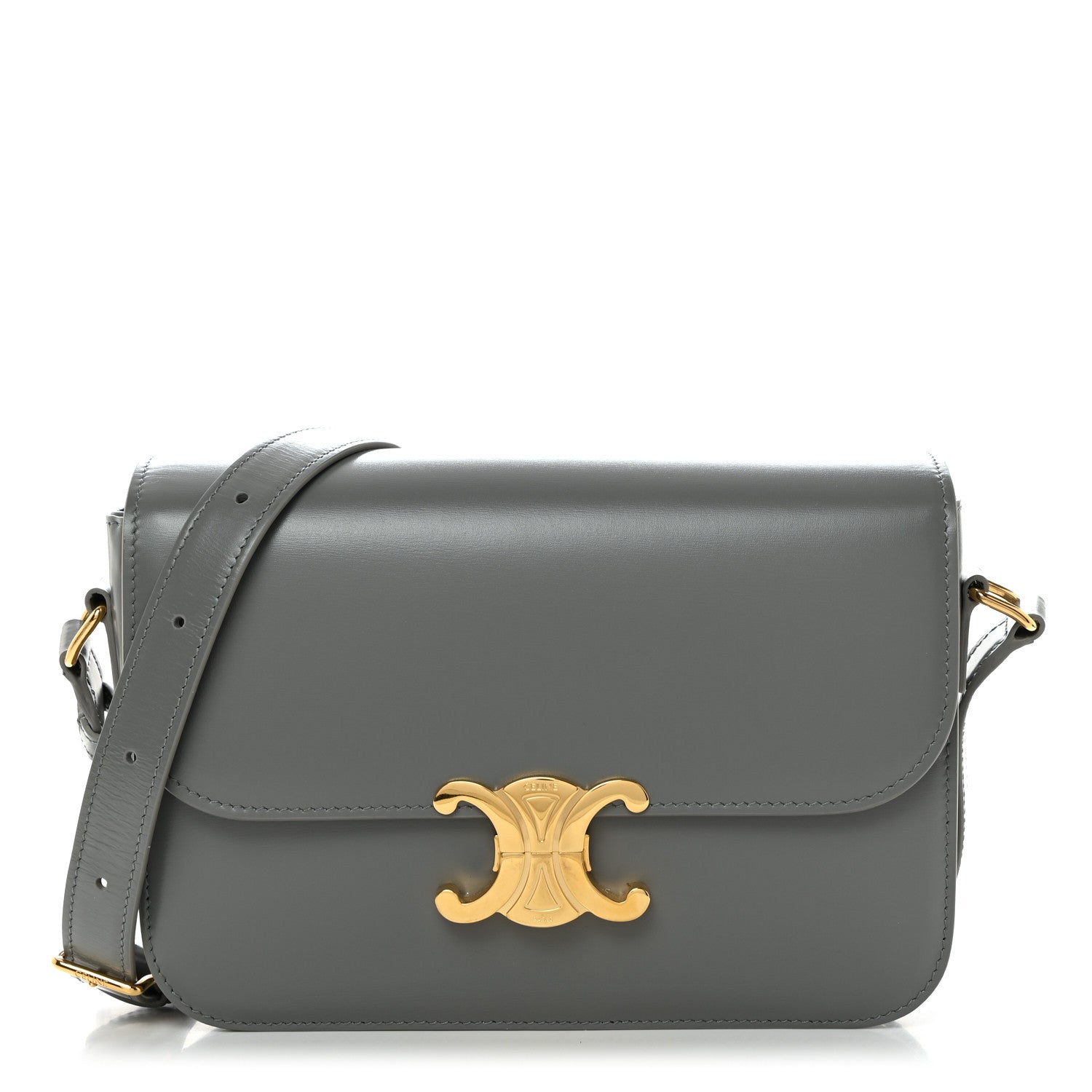 Celine Shiny Calfskin Medium Triomphe Pebble 1 of 10
