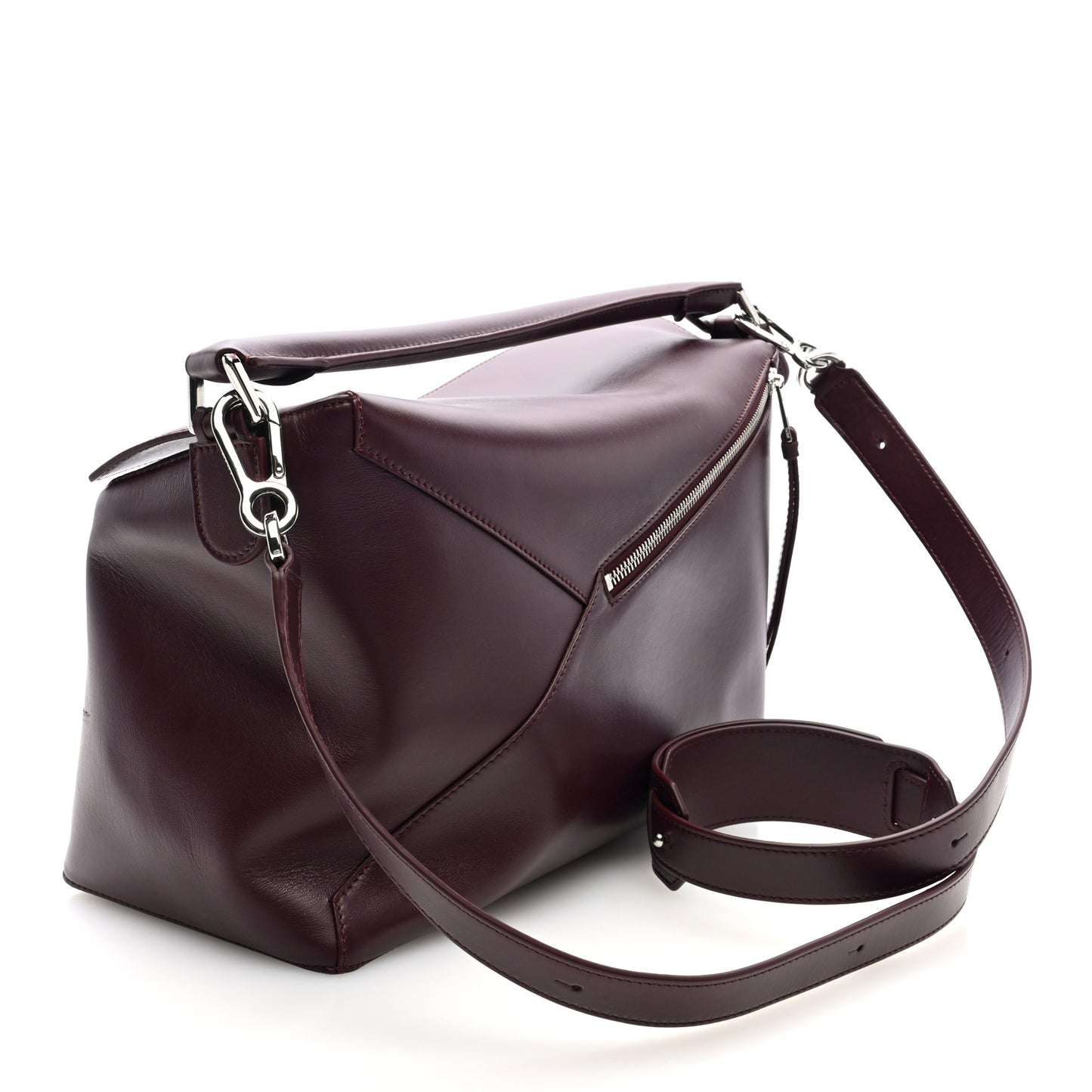 Calfskin Large Puzzle Edge Bag Burgundy