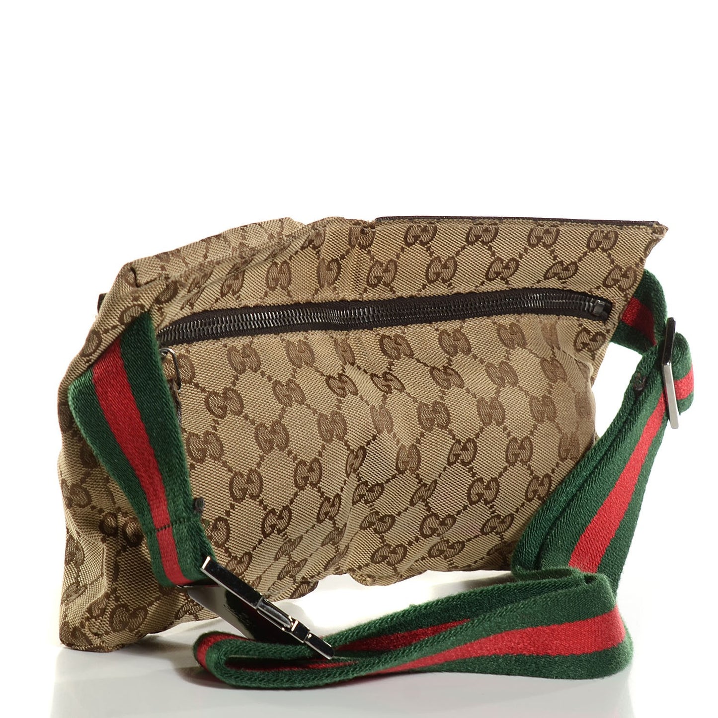 GG Monogram Double Pocket Belt Bag Dark Brown