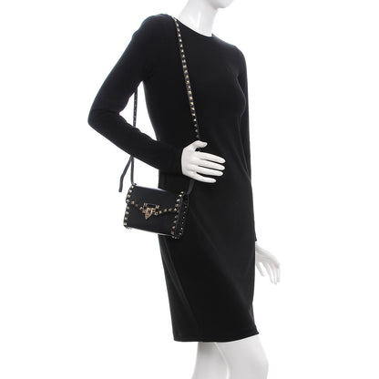 Valentino Garavani Vitello Mini Rockstud Flip Lock Crossbody Bag Black 2 of 7