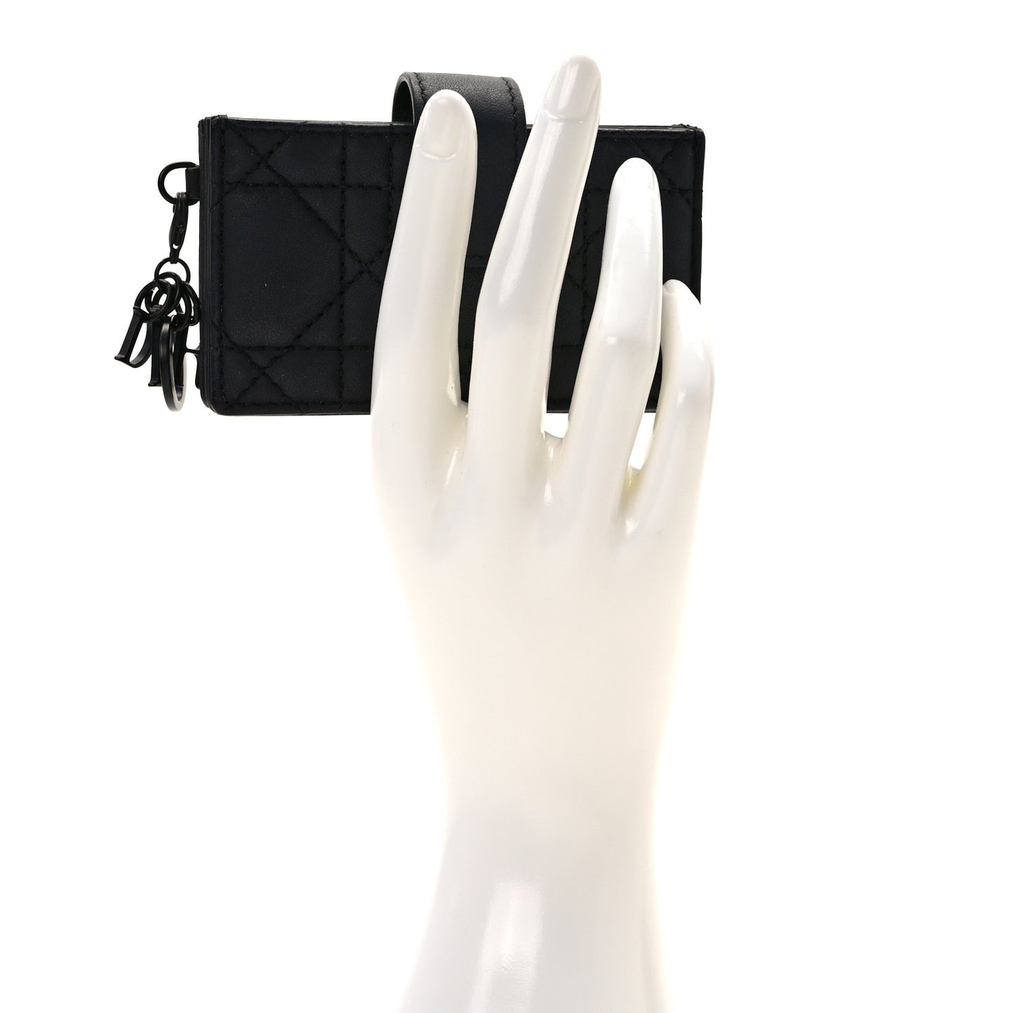 Ultra Matte Calfskin Cannage Lady Dior 5-Gusset Card Holder Black