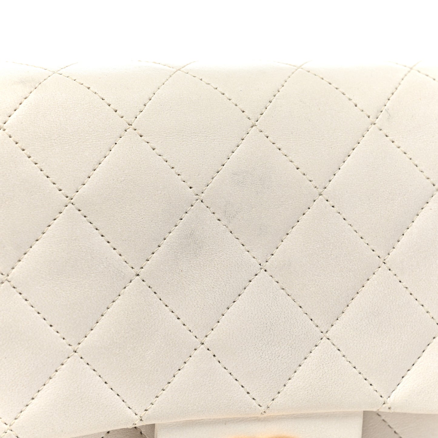 Lambskin Quilted Medium Double Flap White