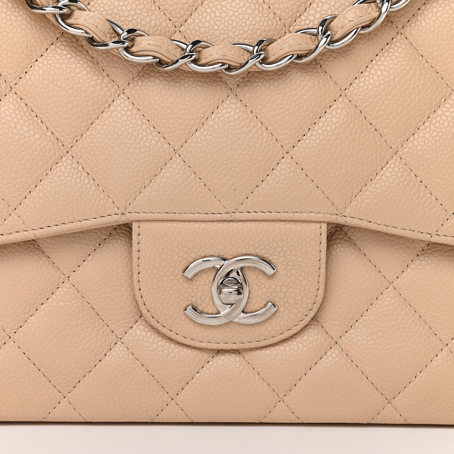 Chanel Caviar Quilted Jumbo Single Flap Beige Clair 7 of 10