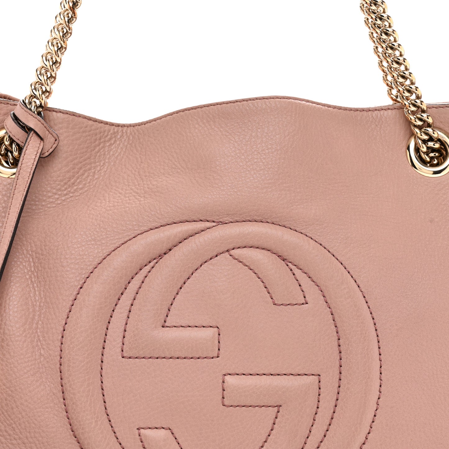 Pebbled Calfskin Medium Soho Chain Shoulder Bag Antique Rose
