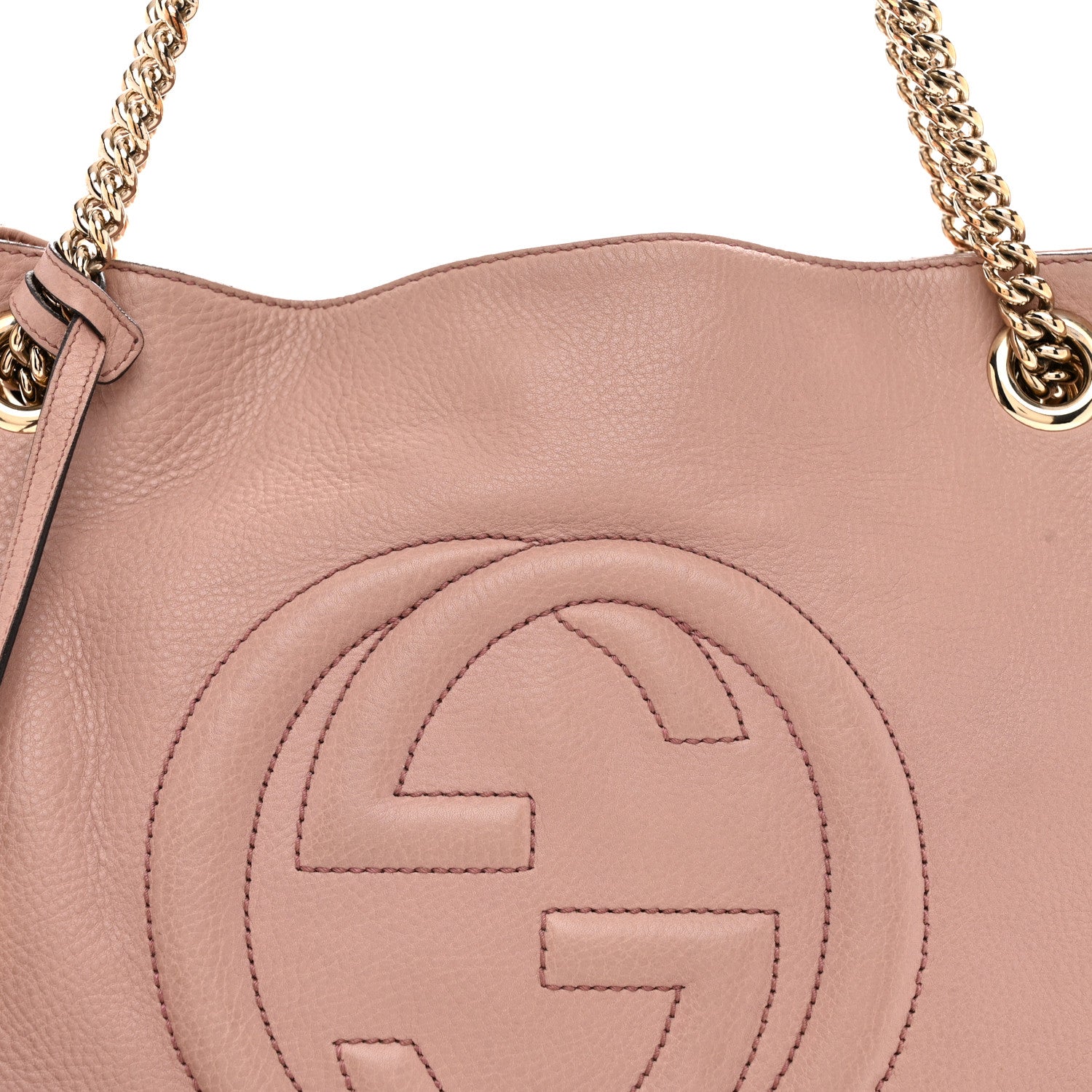 Gucci Pebbled Calfskin Medium Soho Chain Shoulder Bag Antique Rose 8 of 12