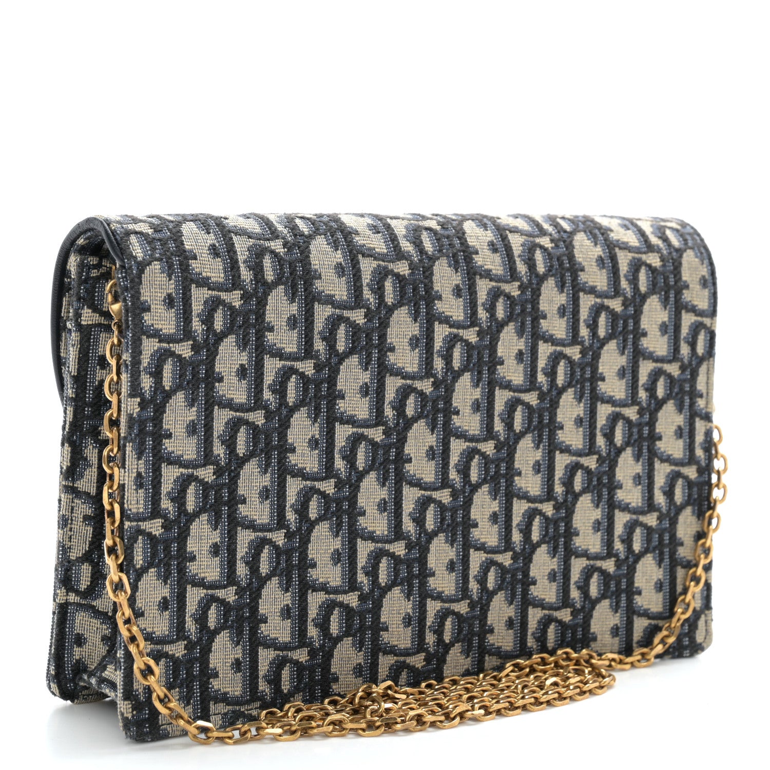 Christian Dior Oblique Saddle Chain Pouch Blue 2 of 9