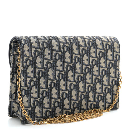 Christian Dior Oblique Saddle Chain Pouch Blue 2 of 9