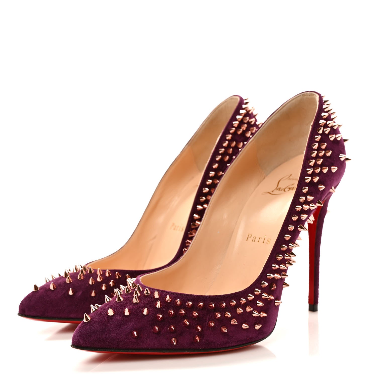 Christian Louboutin Veau Velours Studded Escarpic 100 Pumps 37.5 Purple 3 of 8