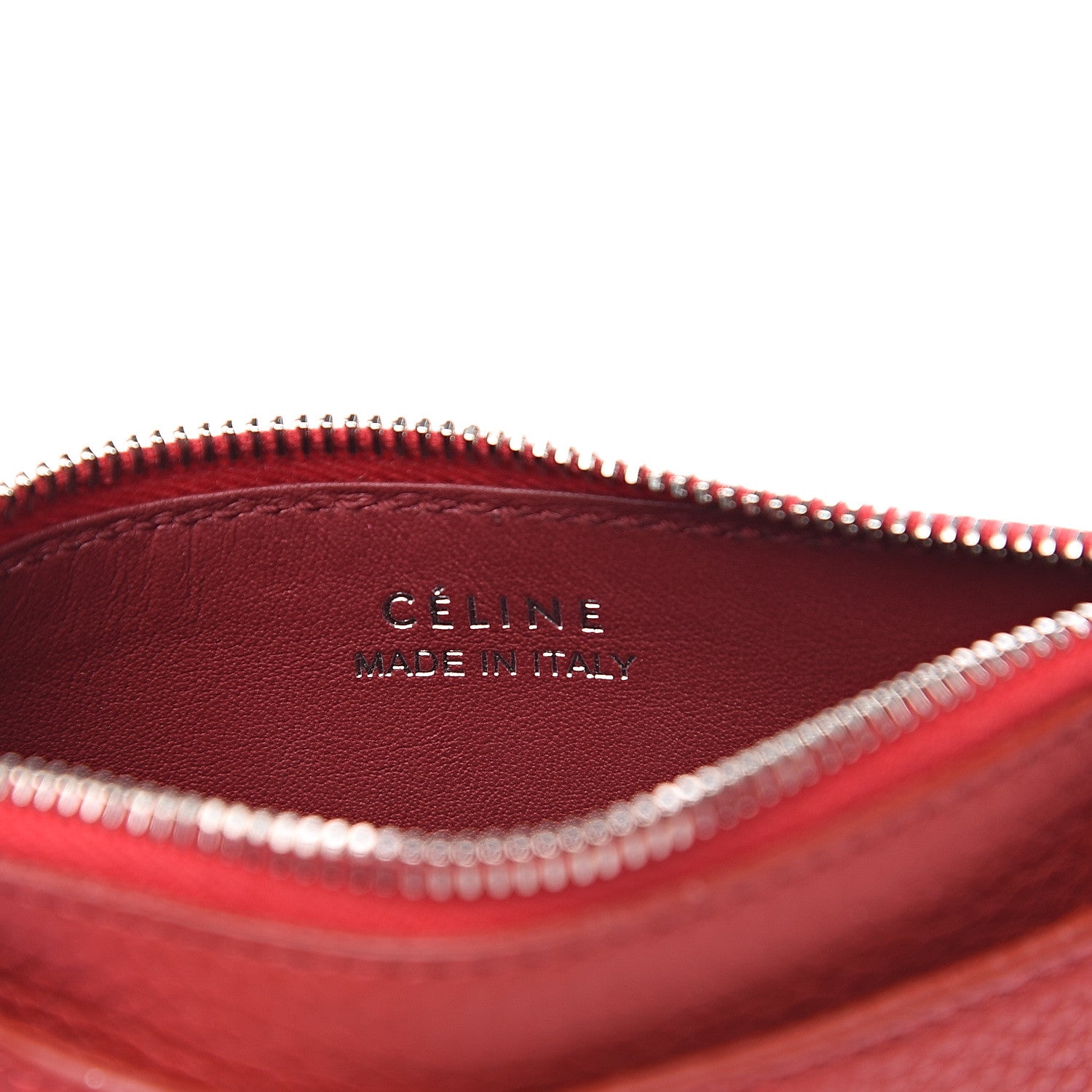 Celine Grained Calfskin Zipped Card Holder Red 6 of 7