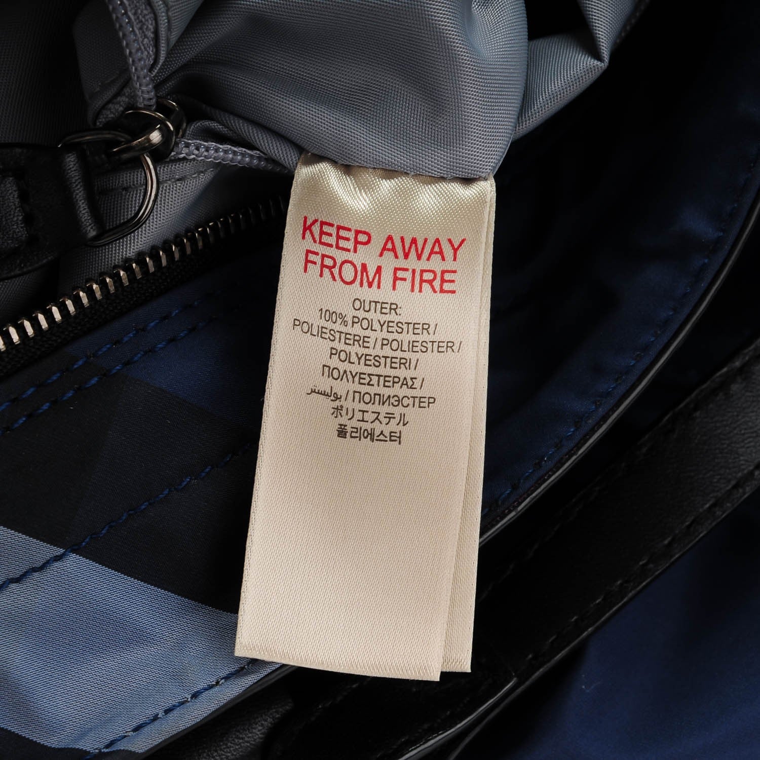 Burberry Nylon Check Small Buckleigh Packable Tote Navy Blue 7 of 8